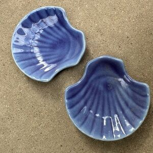 Blue Ceramic Shell Dishes - Set of 2